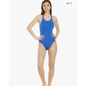 Women's Nike HydraStrong Solid Fastback One Piece Swimsuit Size 30 Blue NEW
